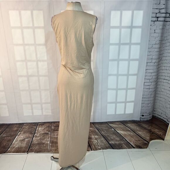 Reformation Nila tan knit side slit maxi dress size large - Picture 7 of 12